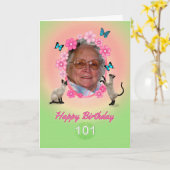 101ème carte photo avec chats et papillons, (Fleur jaune)