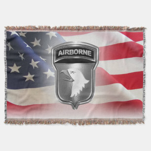 101st Airborne Division Custom Silver Framed Patch Deken