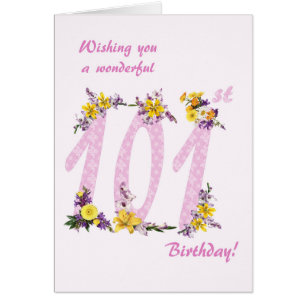 101st Birthday Flower Decorated Numbers