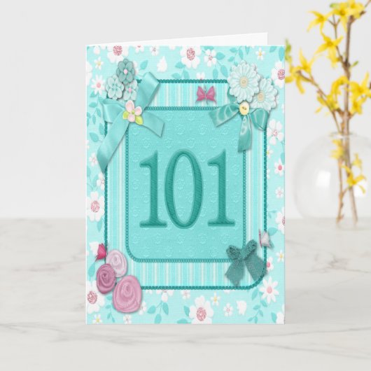 101st carte d'anniversaire avec des fleurs (Fleur jaune)