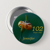 102 jaar oud, naam Golden Lily Button Pin Pinback (Voorkant /achterkant)