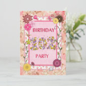 102e anniversaire invitation fête avec cadre fleur (Debout devant)