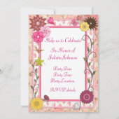 102e anniversaire invitation fête avec cadre fleur (Dos)