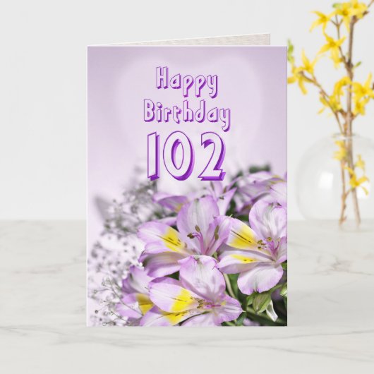 102e carte d'anniversaire avec fleurs de lys alstr (Fleur jaune)