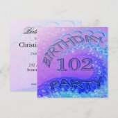 102e invitation de fête d'anniversaire, Abstraite  (Devant / Derrière)