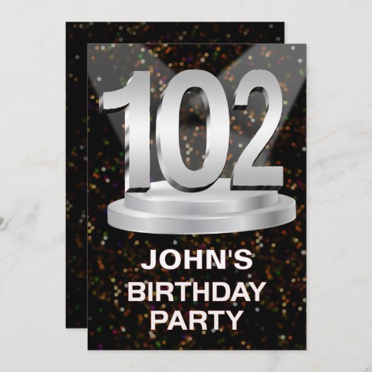 102e Invitation de fête d'anniversaire Ajouter un  (Devant / Derrière)