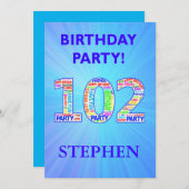 102e Invitation de fête d'anniversaire Ajouter un  (Devant / Derrière)