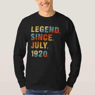 102e verjaardag 102 jaar oude legende sinds juli 1 t-shirt