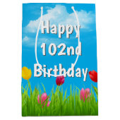 102e verjaardag Tulpen Middelgrote Gift Bag Medium Cadeauzakje (Voorkant)