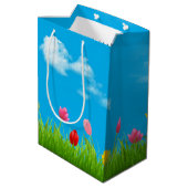 102e verjaardag Tulpen Middelgrote Gift Bag Medium Cadeauzakje (Achterkant Gekanteld)