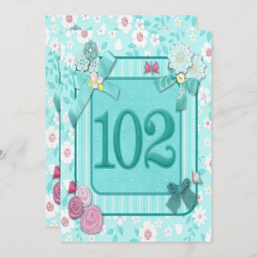 102e verjaardag uitnodiging (Voorkant / Achterkant)