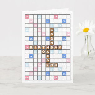 102e verjaardag, woordspelbord kaart