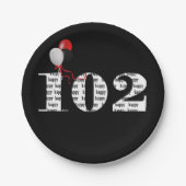 102e verjaardagsfeestballonnen papieren bordje (Voorkant)