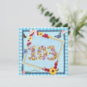 103 Welterday party Invitation bloemen, vlinders Kaart (Staand voorkant)