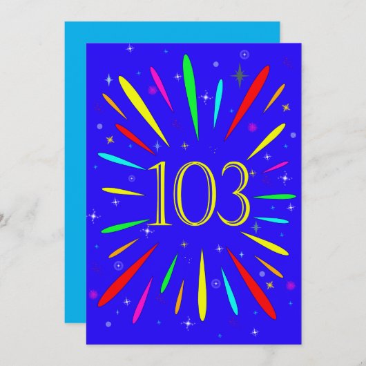 103e anniversaire de fête Invitation Explosion (Devant / Derrière)