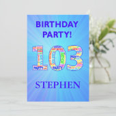 103e anniversaire Invitation de fête Ajouter un no (Debout devant)