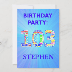 103e anniversaire Invitation de fête Ajouter un no
