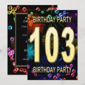 103e anniversaire Invitation Feu d'artifice Bulles (Devant / Derrière)