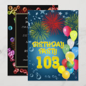 103e fête d'anniversaire Invitation avec ballons (Devant / Derrière)