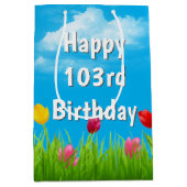 103e verjaardag Tulpen Medium Gift Bag Medium Cadeauzakje (Voorkant)