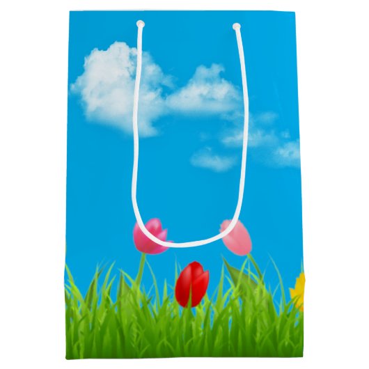 103e verjaardag Tulpen Medium Gift Bag Medium Cadeauzakje (Achterkant)