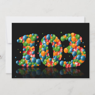 103e verjaardagsfeestje, met bubbels en ballen kaart