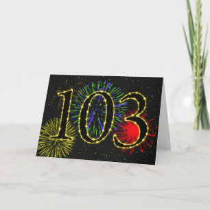 103e verjaardagskaart met vuurwerk kaart