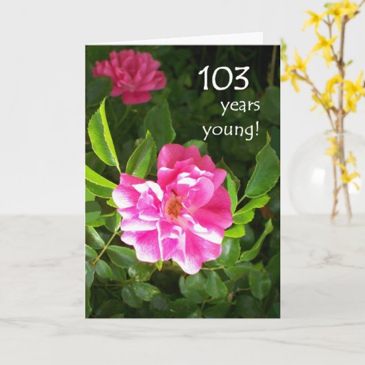 103rd Carte d'anniversaire - roses roses (Fleur jaune)