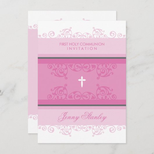 104 Gina :: INVITATIONS de COMMUNION :: boucles 2P (Devant / Derrière)