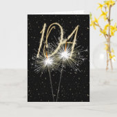 104th Birthday Sparkler op zwart Kaart (Gele Bloem)