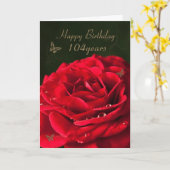 104th Carte d'anniversaire avec un rose rouge (Fleur jaune)