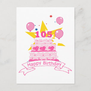105 jaar oude Birthday Cake Briefkaart