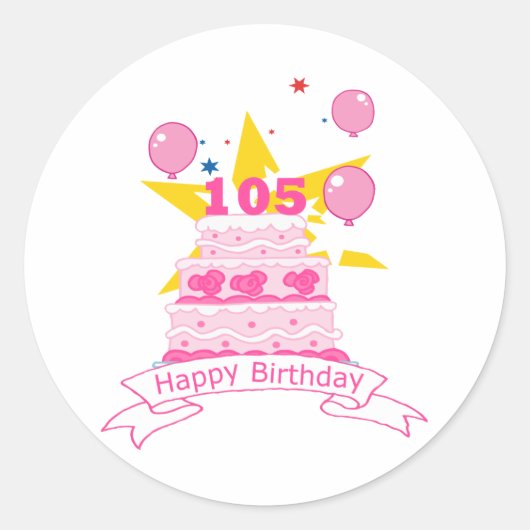 105 jaar oude Birthday Cake Ronde Sticker (Voorkant)