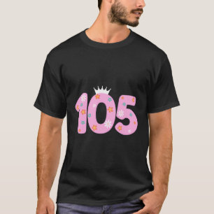 105 jaar oude verjaardag bloem kroon zijn mijn 105 t-shirt