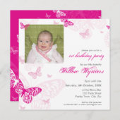 105 - PHOTO ANNIVERSAIRE INVITATIONS :: papillons  (Devant / Derrière)