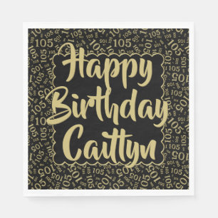 105 Verjaardag Nummer Patroon Scallops Goud/Zwart Servet