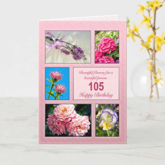 105e anniversaire, belle carte de fleurs (Fleur jaune)