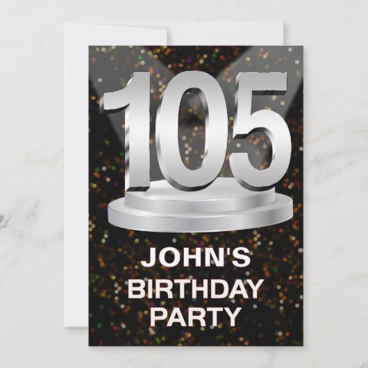 105e anniversaire Invitation de fête Ajouter un no (Devant)