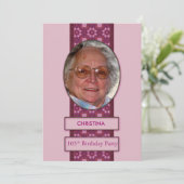 105e anniversaire Invitation de fête Photo et nom (Debout devant)