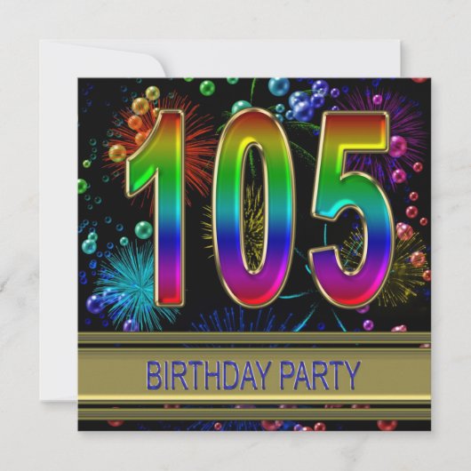105e fête d'anniversaire Invitation avec bulles (Devant)