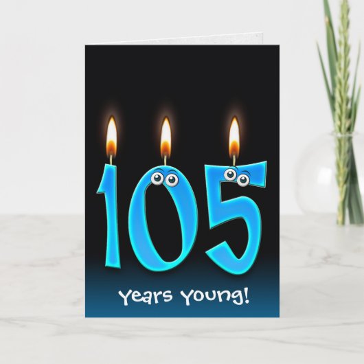 105e verjaardag kaarsen op zwart kaart (Voorkant)