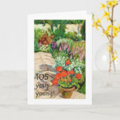 105e Verjaardag Kaart - Rode Geraniums (Gele Bloem)