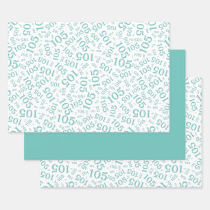 105e verjaardag Willekeurig nummerpatroon Teal/Wit Inpakpapier Vel