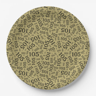 105e Verjaardag Zwart/Goud/Wit Willekeurig Patroon Papieren Bordje