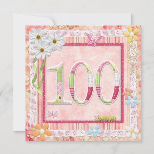 105e verjaardagsfeestje scrapbooking stijl kaart (Voorkant)