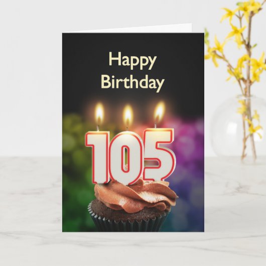 105e verjaardagskaart met kaarsen kaart (Gele Bloem)