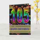 105ste Verjaardag met regenboogbellen en vuurwerk Kaart (Gele Bloem)