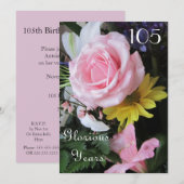 105th Birthday Celebration!-Roze Rose Bouquet Kaart (Voorkant / Achterkant)