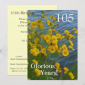 105th Birthday Celebration/Yellow Floral+Water Kaart (Voorkant / Achterkant)
