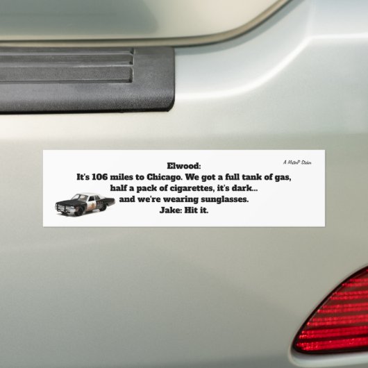 106 mijl naar Chicago - een MisterP-sticker Bumpersticker (Op auto)